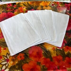 White Linen Look Handkerchiefs Set of 4 New Hemstitched Hankies